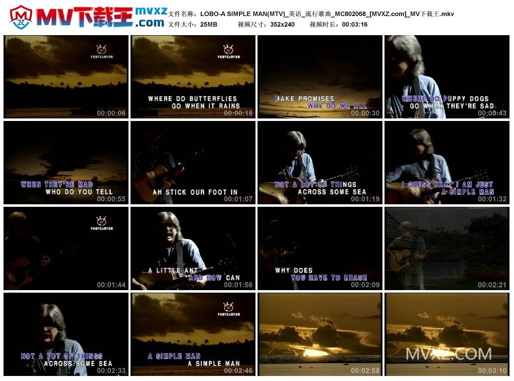 LOBO-A SIMPLE MAN(MTV)_英语_流行歌曲_MC802068